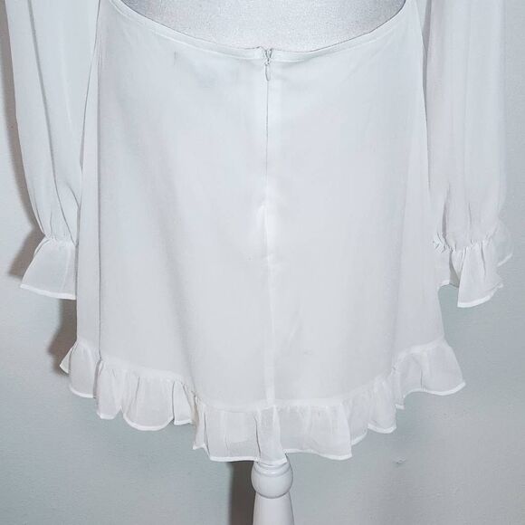 Lulus White Ruffled Hem Mini Dress with Open Back NWT Size Small - Picture 7 of 11